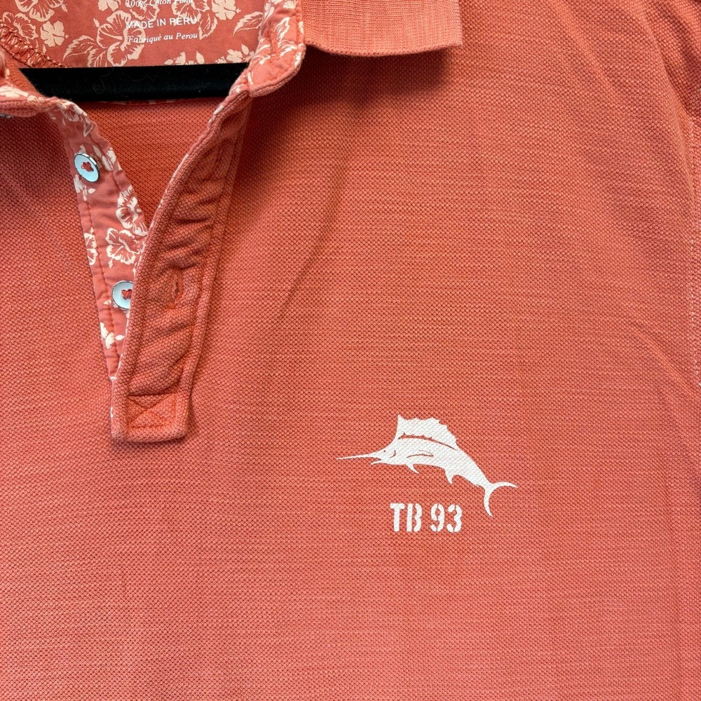 Tommy Bahama Shirt Men Lg Orange Polo Relaxation Specialist TB 93 Pima Cotton - Picture 3 of 10